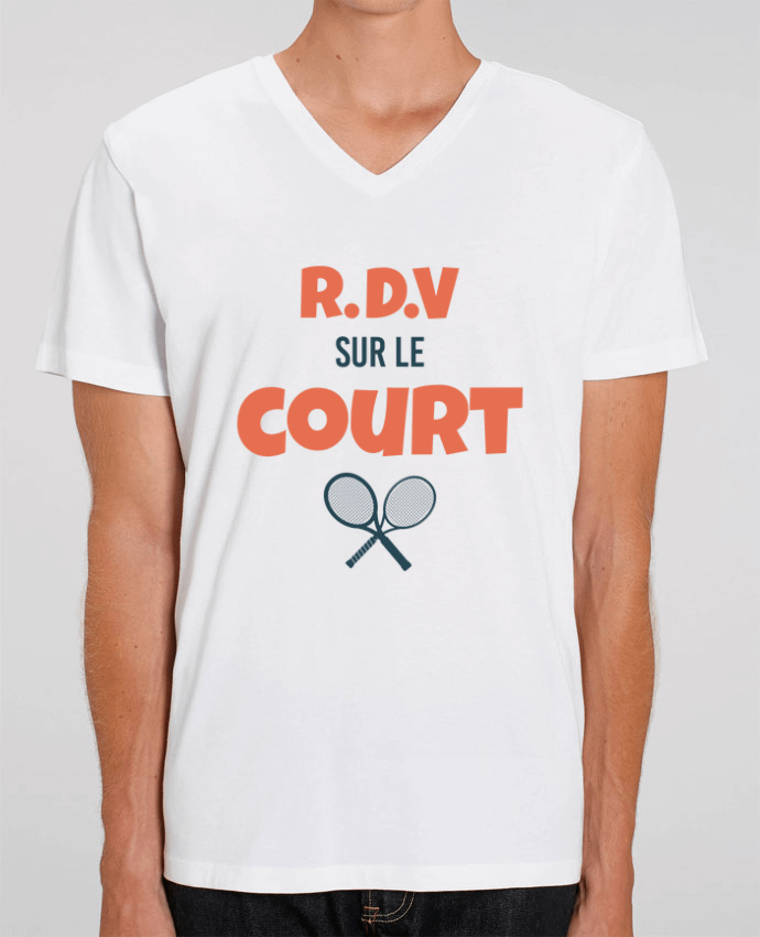Tee Shirt Homme Col V Stanley PRESENTER RDV sur le court by tunetoo