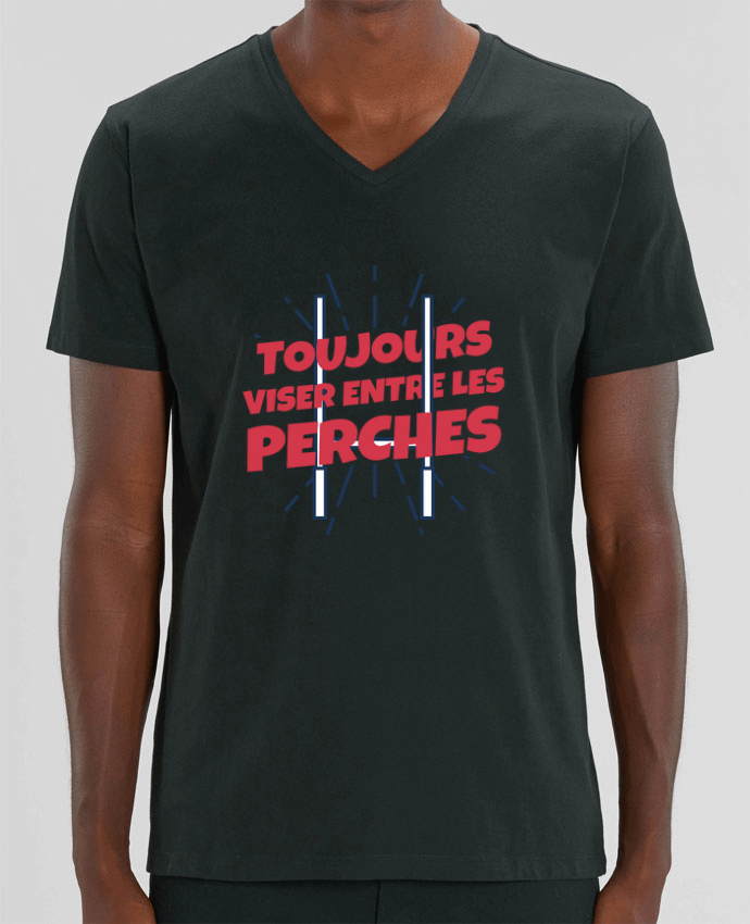Tee Shirt Homme Col V Stanley PRESENTER Toujours viser entre les perches by tunetoo