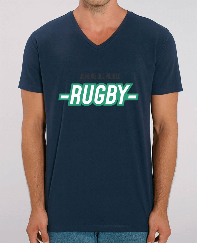 Camiseta Hombre Cuello V Stanley PRESENTER Je ne vis que pour le rugby por tunetoo