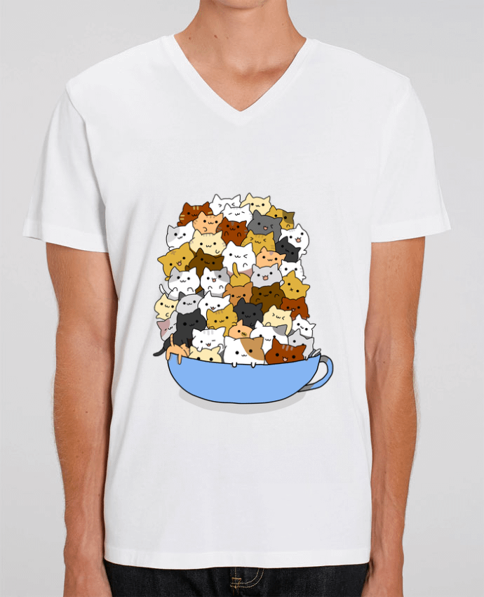 Tee Shirt Homme Col V Stanley PRESENTER Tazón de Gatitos by MaaxLoL