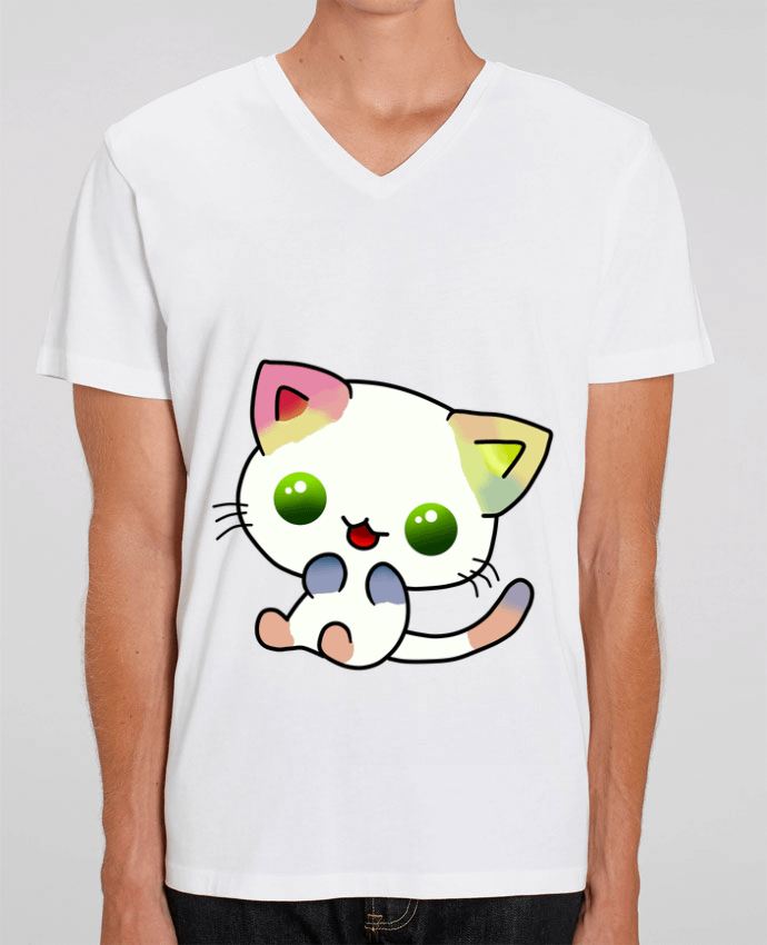 Men V-Neck T-shirt Stanley Presenter Gato Coloreado by MaaxLoL