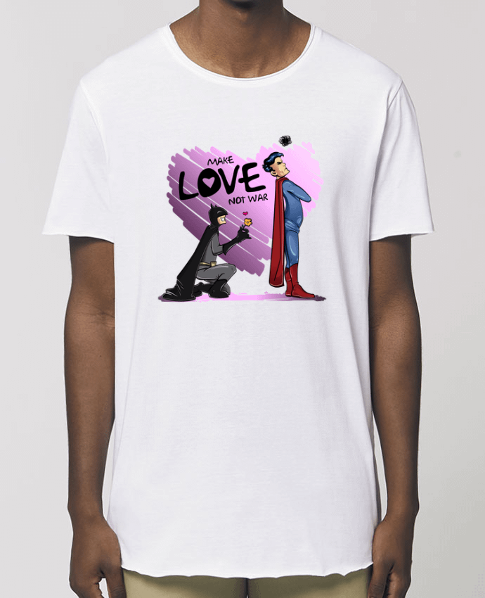 Men\'s long t-shirt Stanley Skater MAKE LOVE NOT WAR (BATMAN VS SUPERMAN) Par  teeshirt-design.com