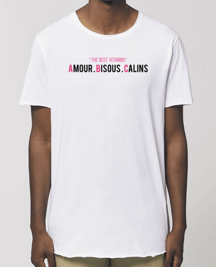 Men\'s long t-shirt Stanley Skater -THE BEST VITAMINS - Amour Bisous Calins, version rose Par  tunetoo