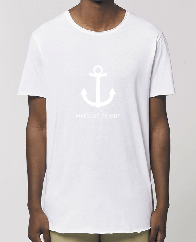 Men\'s long t-shirt Stanley Skater une ancre marine blanche : MATELOT DE OUF ! Par  LF Design