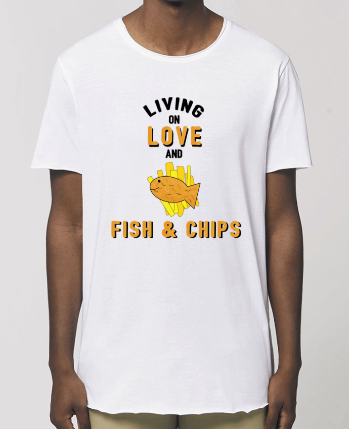 Tee-shirt Homme Living on love and fish & chips Par  tunetoo