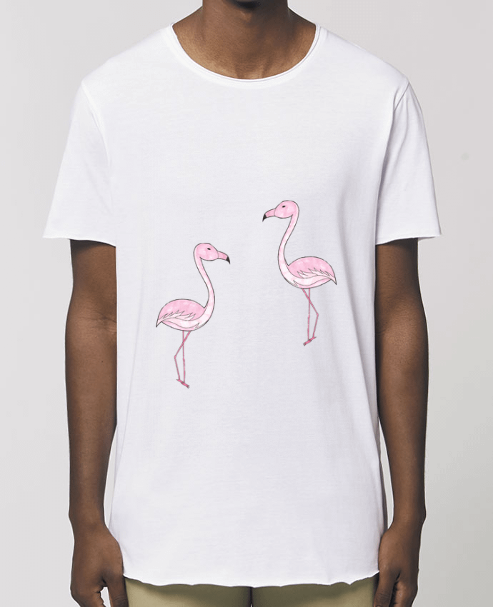 T-Shirt Long - Stanley SKATER Flamant Rose Dessin Par  K-créatif