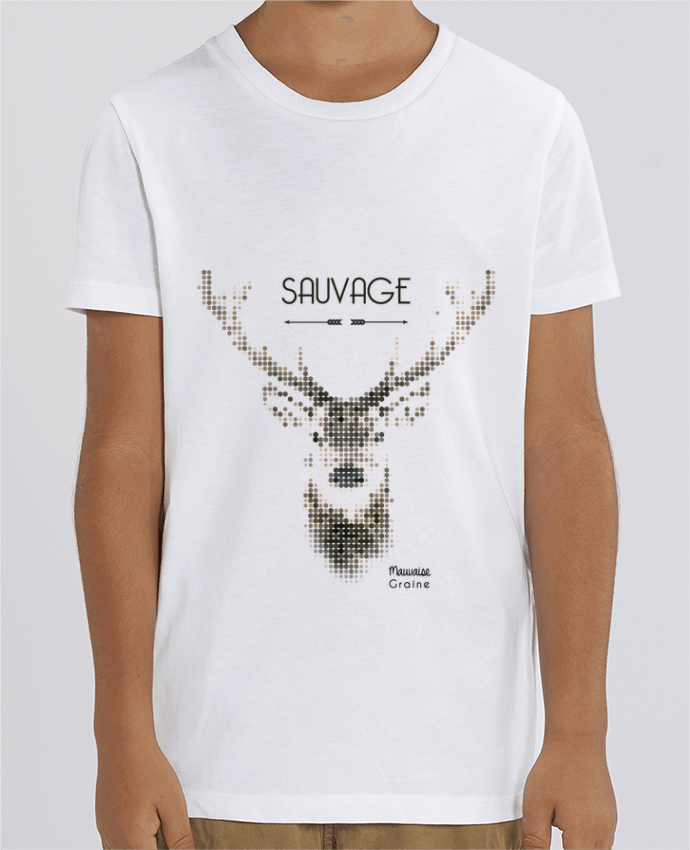 Camiseta Infantil Algodón Orgánico MINI CREATOR Tête de cerf sauvage Par Mauvaise Graine
