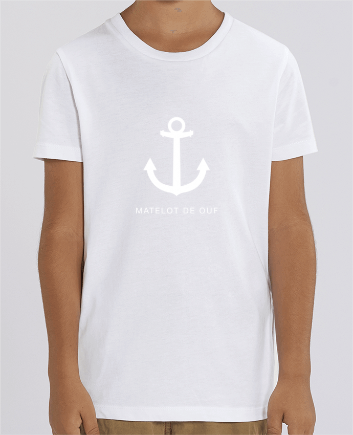 T-shirt Enfant une ancre marine blanche : MATELOT DE OUF ! Par LF Design