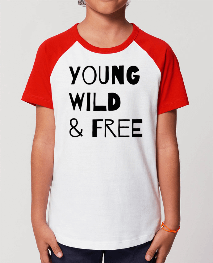 T-shirt Baseball Enfant- Coton - STANLEY MINI CATCHER YOUNG, WILD, FREE Par tunetoo