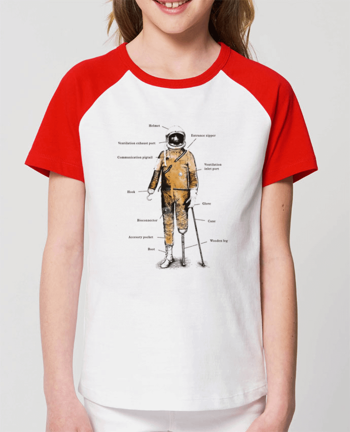 T-shirt Baseball Enfant- Coton - STANLEY MINI CATCHER Astropirate with text Par Florent Bodart