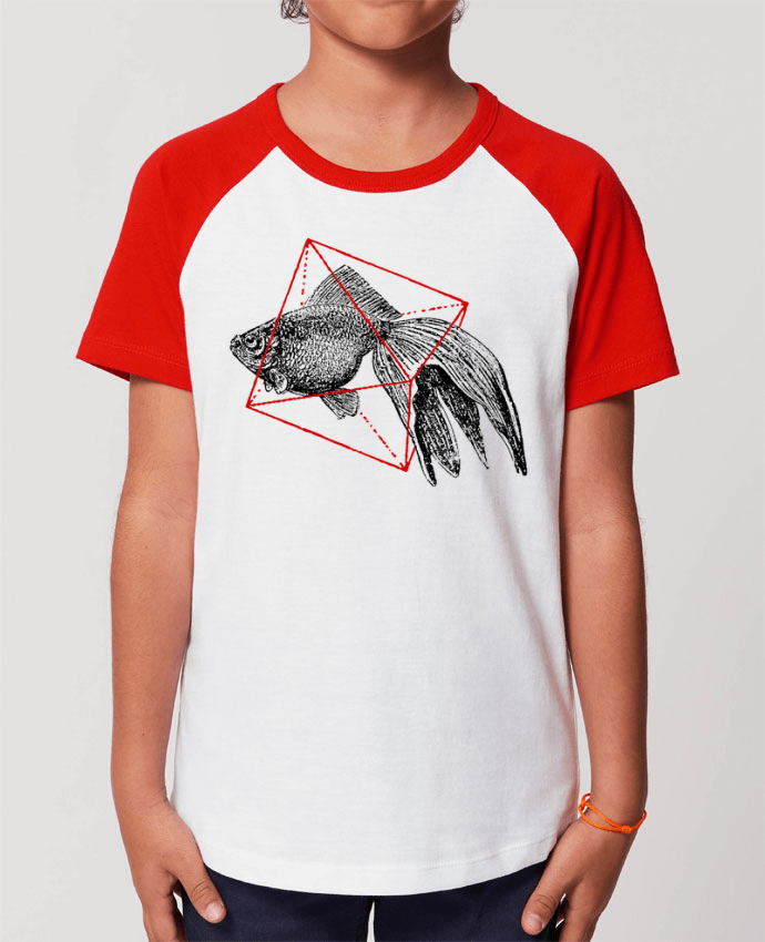 Kids\' contrast short sleeve t-shirt Mini Catcher Short Sleeve Fish in geometrics II Par Florent Bodart