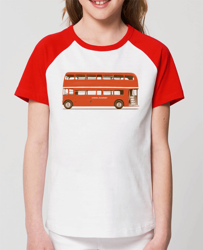 Kids\' contrast short sleeve t-shirt Mini Catcher Short Sleeve Red London Bus Par Florent Bodart