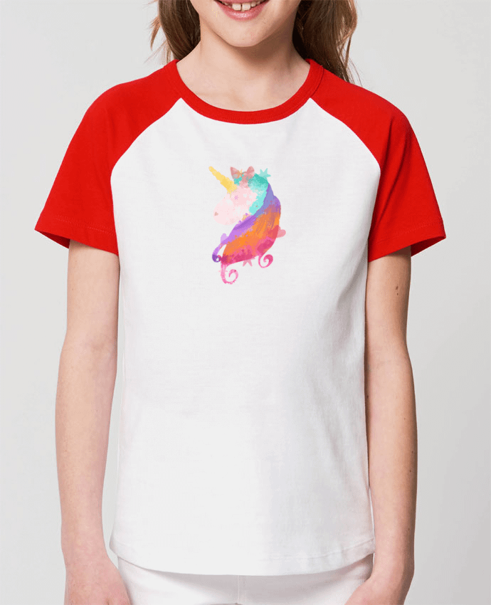 Kids\' contrast short sleeve t-shirt Mini Catcher Short Sleeve Watercolor Unicorn Par PinkGlitter
