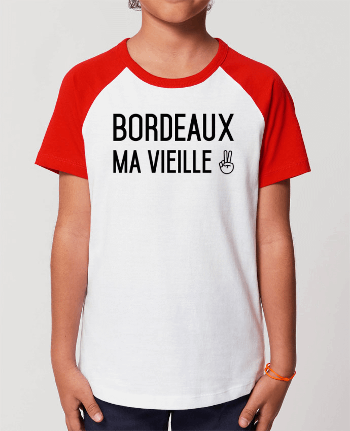 Kids\' contrast short sleeve t-shirt Mini Catcher Short Sleeve Bordeaux ma vieille Par tunetoo