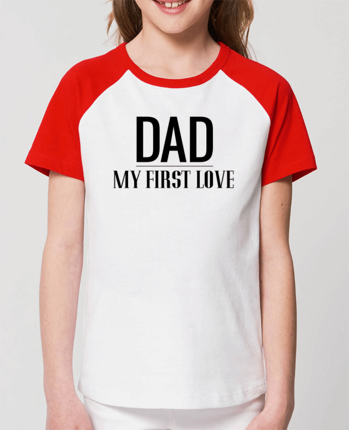 Kids\' contrast short sleeve t-shirt Mini Catcher Short Sleeve Dad my first love Par tunetoo