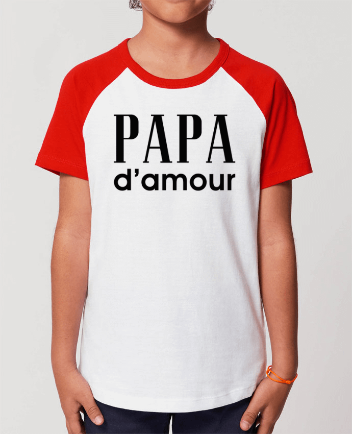 Kids\' contrast short sleeve t-shirt Mini Catcher Short Sleeve Papa d'amour Par tunetoo