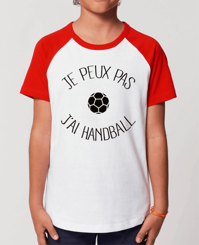Kids\' contrast short sleeve t-shirt Mini Catcher Short Sleeve Je peux pas j'ai Handball Par Freeyourshirt.com