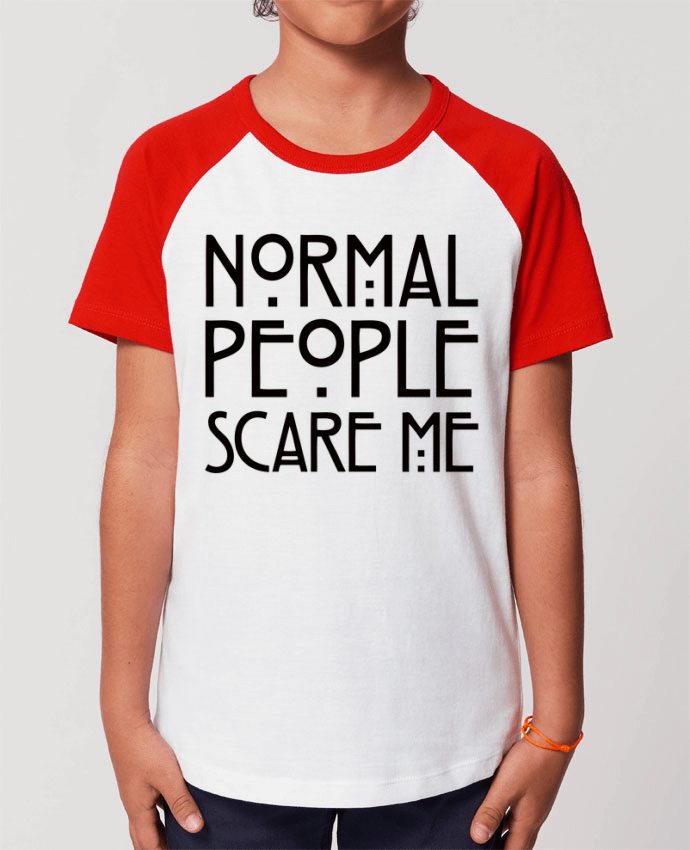 Kids\' contrast short sleeve t-shirt Mini Catcher Short Sleeve Normal People Scare Me Par Freeyourshirt.com