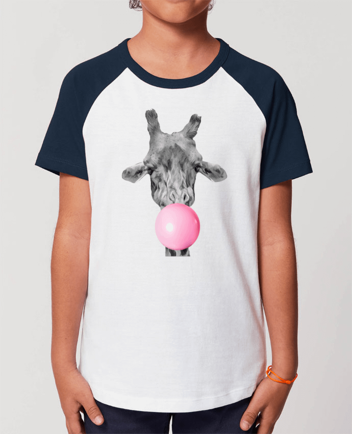 T-shirt Baseball Enfant- Coton - STANLEY MINI CATCHER Girafe bulle Par justsayin