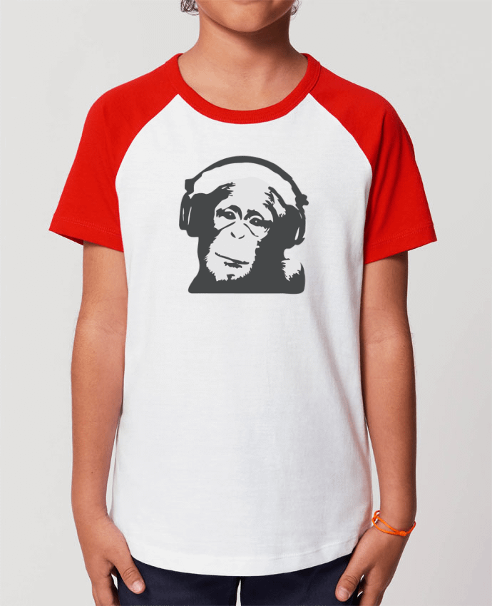 Kids\' contrast short sleeve t-shirt Mini Catcher Short Sleeve DJ monkey Par justsayin