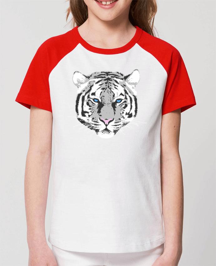 T-shirt Baseball Enfant- Coton - STANLEY MINI CATCHER Tigre blanc Par justsayin