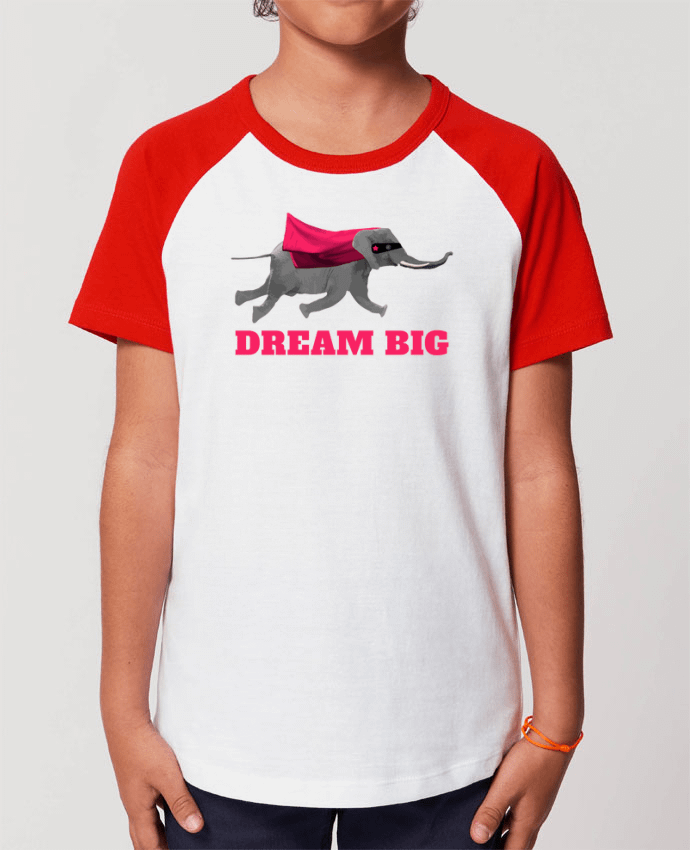 Kids\' contrast short sleeve t-shirt Mini Catcher Short Sleeve Dream big éléphant Par justsayin