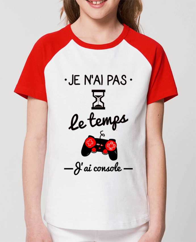 Kids\' contrast short sleeve t-shirt Mini Catcher Short Sleeve Pas le temps, j'ai console, tee shirt geek,gamer Par Benichan