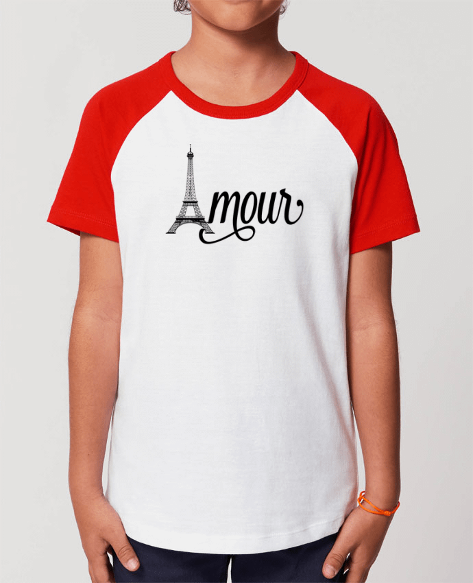 T-shirt Baseball Enfant- Coton - STANLEY MINI CATCHER Amour Tour Eiffel - Paris Par justsayin