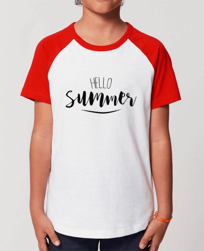 Kids\' contrast short sleeve t-shirt Mini Catcher Short Sleeve Hello Summer ! Par IDÉ'IN