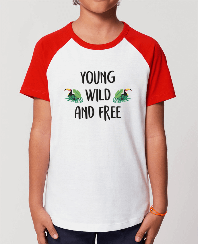 T-shirt Baseball Enfant- Coton - STANLEY MINI CATCHER Young, Wild and Free Par IDÉ'IN