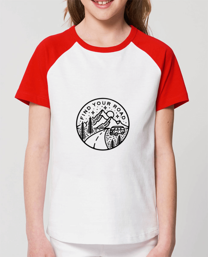 T-shirt Baseball Enfant- Coton - STANLEY MINI CATCHER FIND YOUR ROAD Par Likagraphe