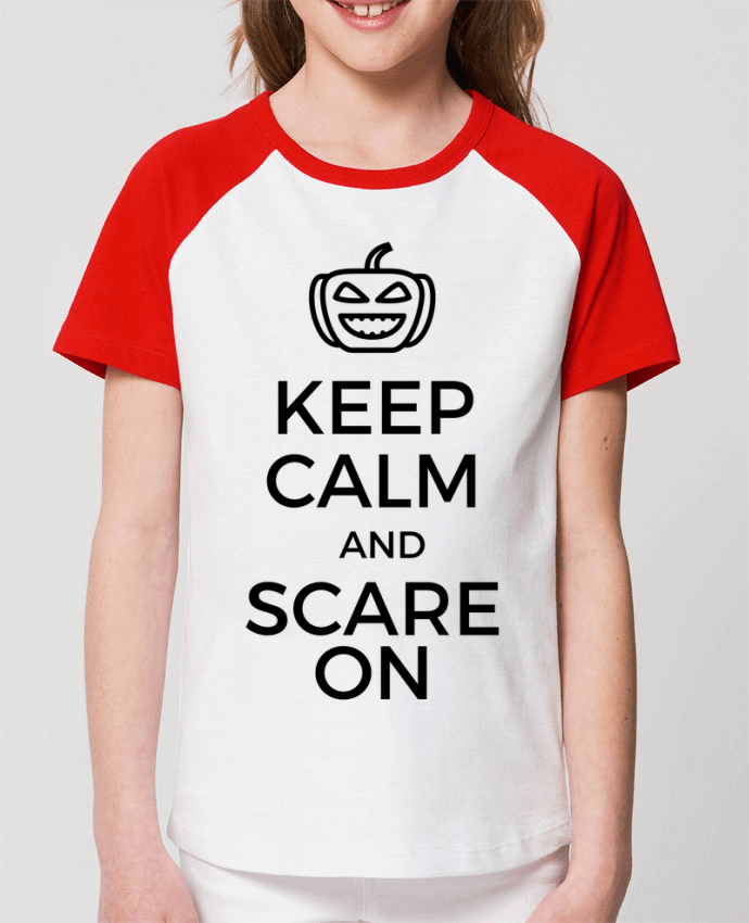 Kids\' contrast short sleeve t-shirt Mini Catcher Short Sleeve Keep Calm and Scare on Pumpkin Par tunetoo
