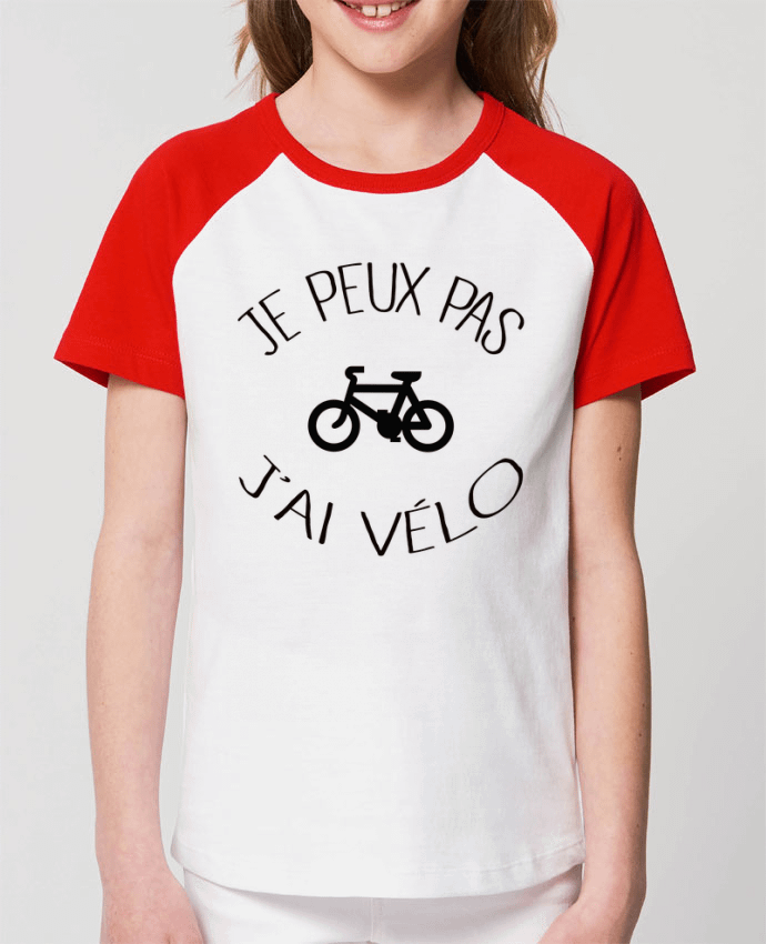 Kids\' contrast short sleeve t-shirt Mini Catcher Short Sleeve Je peux pas j'ai vélo Par Freeyourshirt.com