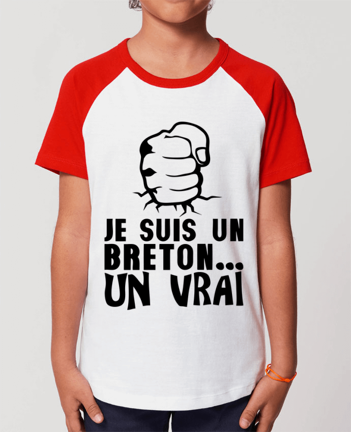 Kids\' contrast short sleeve t-shirt Mini Catcher Short Sleeve breton vrai veritable citation humour Par Achille