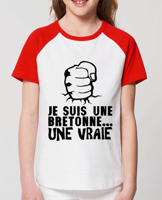 T-shirt Baseball Enfant- Coton - STANLEY MINI CATCHER bretonne vrai citation humour breton poing fermer Par Achille