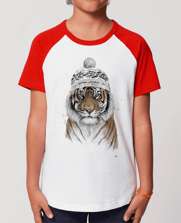 T-shirt Baseball Enfant- Coton - STANLEY MINI CATCHER Siberian tiger Par Balàzs Solti