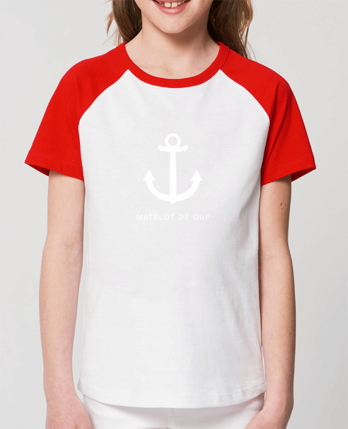 Kids\' contrast short sleeve t-shirt Mini Catcher Short Sleeve une ancre marine blanche : MATELOT DE OUF ! Par LF Design