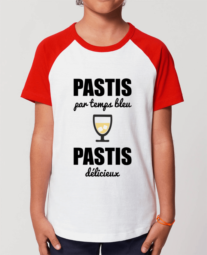 T-shirt Baseball Enfant- Coton - STANLEY MINI CATCHER Pastis by temps bleu pastis délicieux Par Benichan
