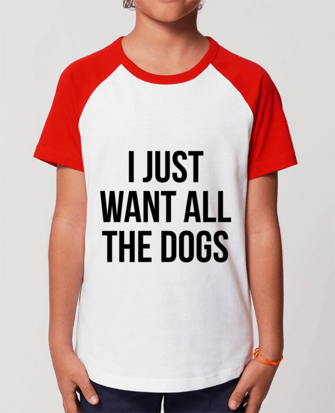 T-shirt Baseball Enfant- Coton - STANLEY MINI CATCHER I just want all dogs Par Bichette