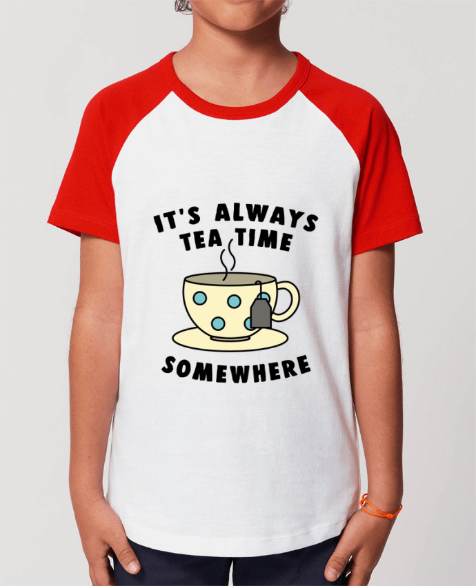 T-shirt Baseball Enfant- Coton - STANLEY MINI CATCHER It's always tea time somewhere Par Bichette