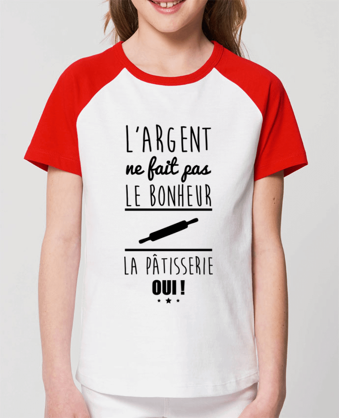 T-shirt Baseball Enfant- Coton - STANLEY MINI CATCHER L'argent ne fait pas le bonheur la pâtisserie oui ! Par Benichan