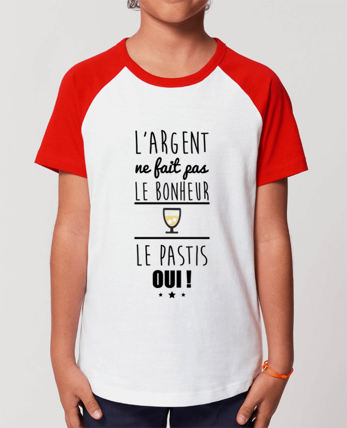 Kids\' contrast short sleeve t-shirt Mini Catcher Short Sleeve L'argent ne fait pas le bonheur le pastis oui ! Par Benichan
