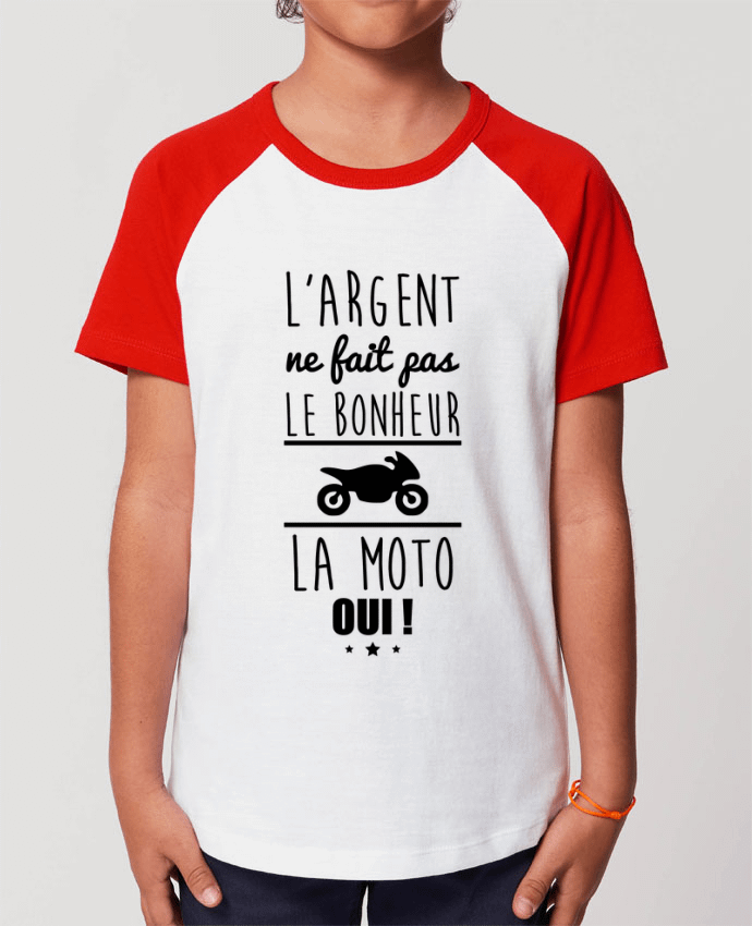 Kids\' contrast short sleeve t-shirt Mini Catcher Short Sleeve L'argent ne fait pas le bonheur la moto oui ! Par Benichan
