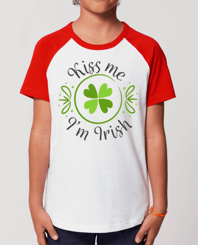 T-shirt Baseball Enfant- Coton - STANLEY MINI CATCHER Kiss me I'm Irish Par tunetoo