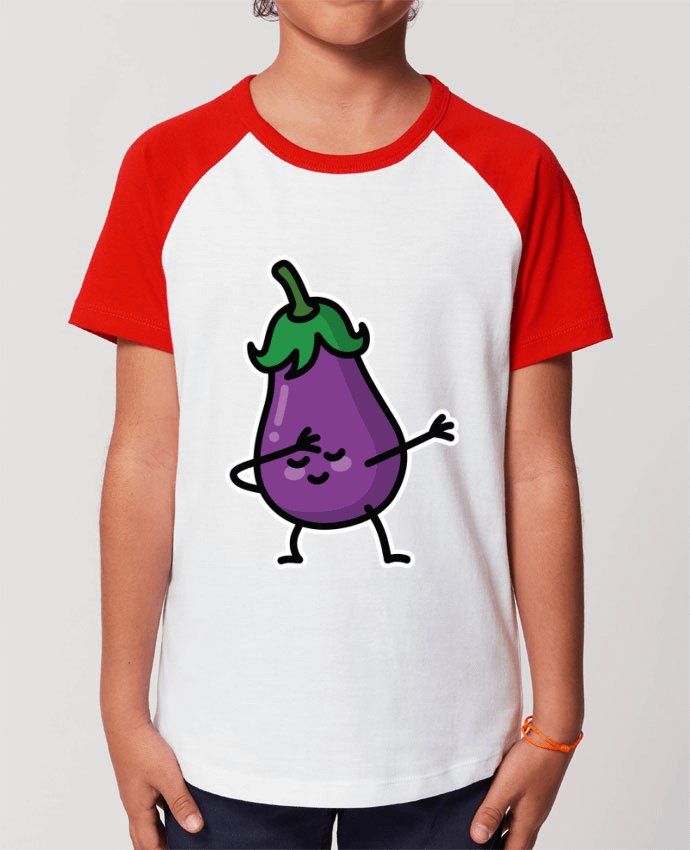 T-shirt Baseball Enfant- Coton - STANLEY MINI CATCHER Aubergine dab Par LaundryFactory