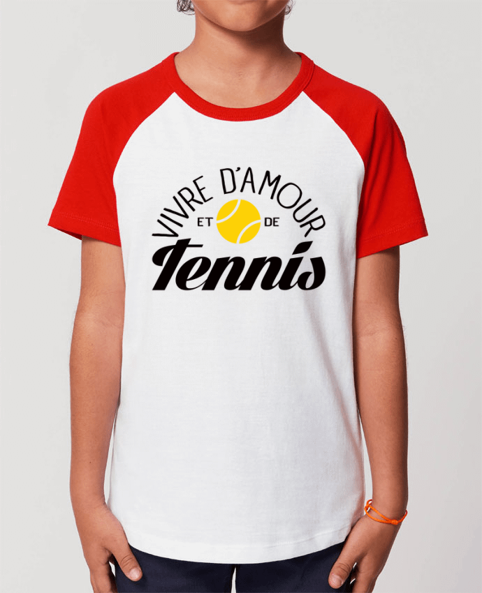 Kids\' contrast short sleeve t-shirt Mini Catcher Short Sleeve Vivre d'Amour et de Tennis Par Freeyourshirt.com