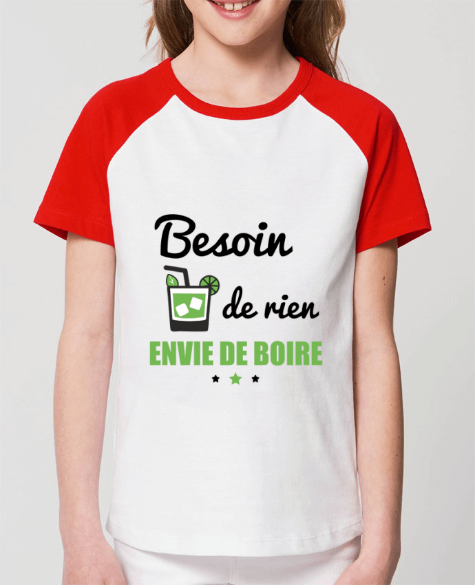 Kids\' contrast short sleeve t-shirt Mini Catcher Short Sleeve Besoin de rien, envie de boire Par Benichan