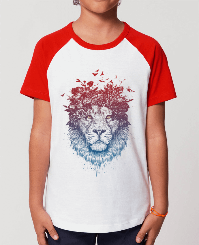 Kids\' contrast short sleeve t-shirt Mini Catcher Short Sleeve Floral lion III Par Balàzs Solti