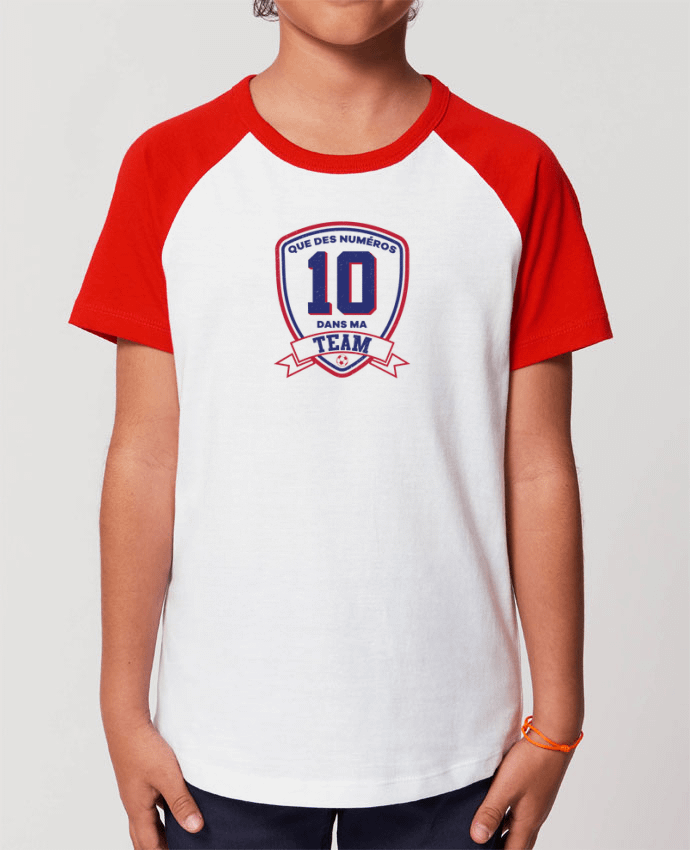 Kids\' contrast short sleeve t-shirt Mini Catcher Short Sleeve Que des numéros 10 dans ma team Par tunetoo