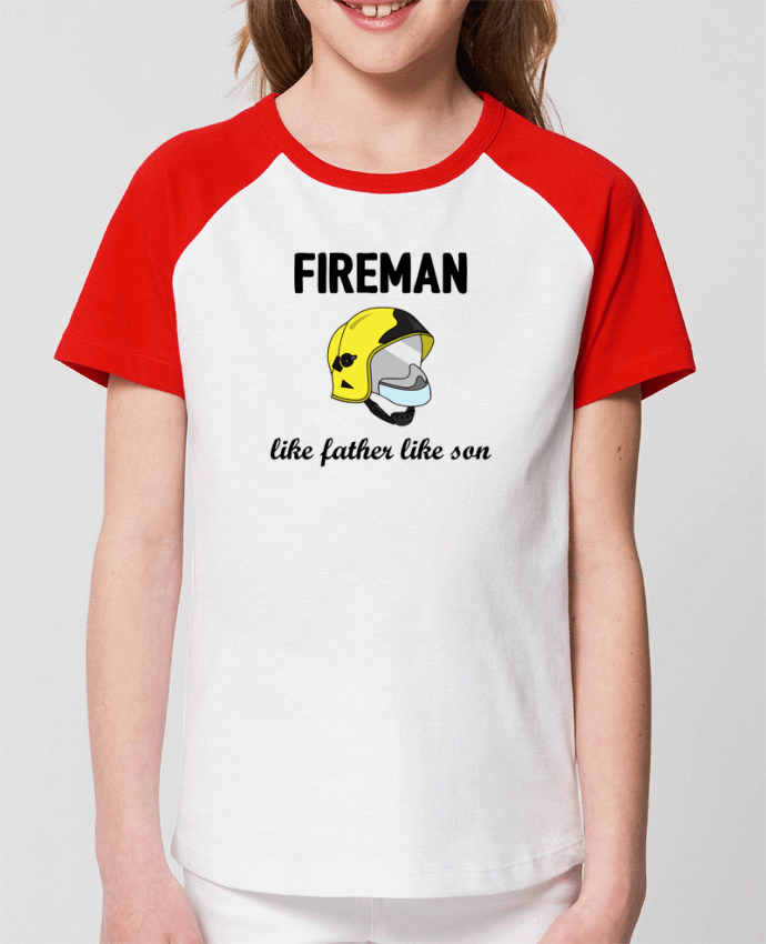 Kids\' contrast short sleeve t-shirt Mini Catcher Short Sleeve Fireman Like father like son Par tunetoo